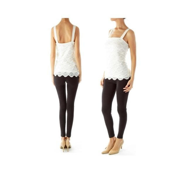 Ann Taylor Cream Fringe Casual Tank Top Size Small - Picture 1 of 14